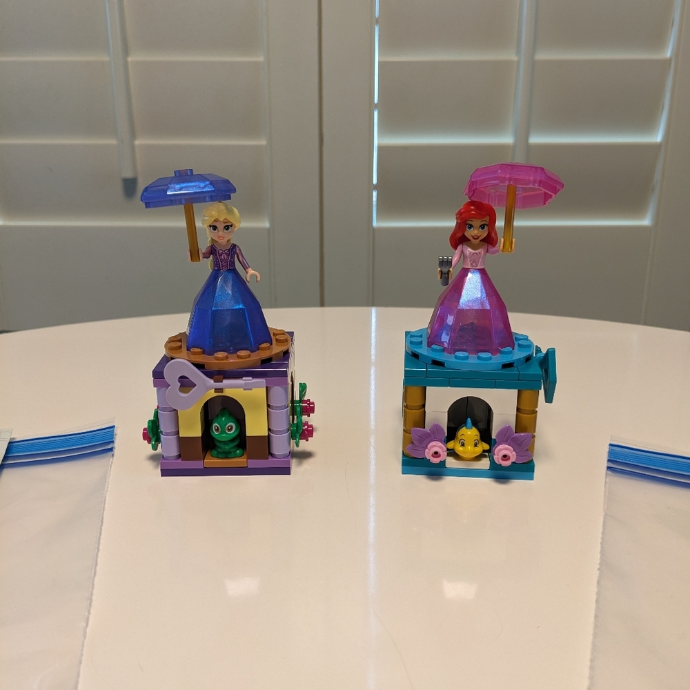 Lot of 2 LEGO Disney Twirling Princess Sets - 43214 Rapunzel and 43259 Ariel